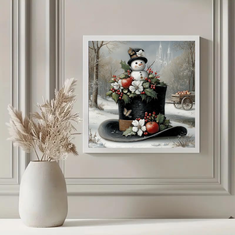 Christmas Diamond Art Kits for Adults，Snowman Diamond Painting Kits for Adult - 5D DIY Full Drill Diamonds Craft Kits for Home Wall Decor 14x 14inch WoodArtSupply