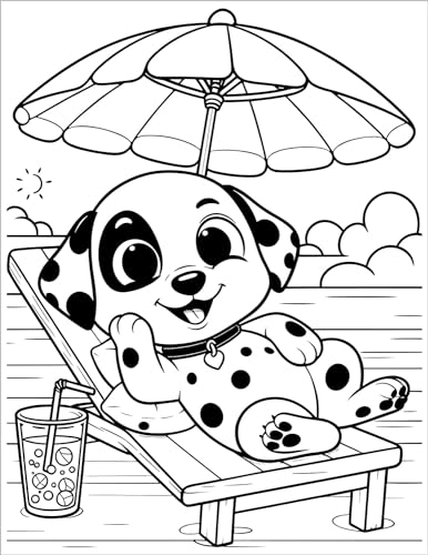 Cute Dogs Coloring Book for Kids Ages 4-8: Adorable Cartoon Dogs & Puppies