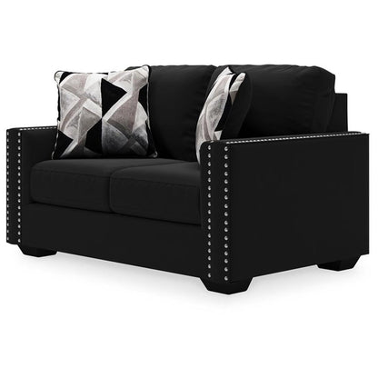 Signature Design by Ashley Gleston Glam Loveseat with Nailhead Trim, Black