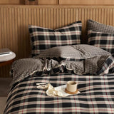 EAVD Vintage Red&Black Plaid Duvet Cover Queen Soft 100% Muslin Cotton Retro Grid Checkered Bedding Set with 2 Pillowcases Reversible Gingham Duvet Cover with Zipper Closure EAVD