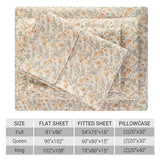 Viviland Floral Twin Sheet Set - 3 Piece Vintage Light Orange Flower Patterned Bed Sheets - Soft, Breathable Microfiber Sheets with Deep Pocket, Non-Slip Fitted Sheets & Pillowcases Viviland