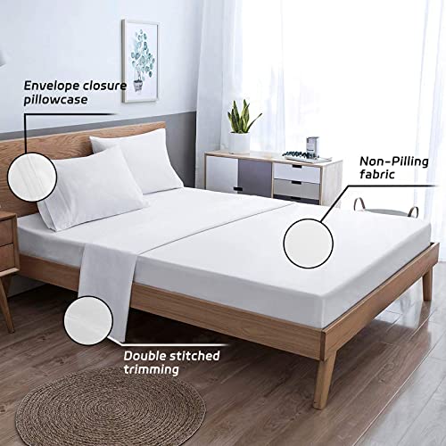 EaseHome White Full Size Bed Sheet Set -Deep Pocket to 18 inches Mattress 4 Piece - Premium Bedding Sheets & Pillowcases Collection - Extra Soft EaseHome