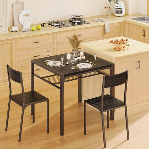 Gizoon Dining Table Set for 2, 3 Piece Kitchen Table with 2 Chairs for Small Space, Apartment, Kitchen, Dining Room, Space-Saving Gizoon