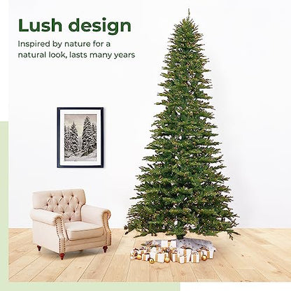 12ft. Belgium Fir Natural-Look Artificial Christmas Tree with 1500 Clear LED Lights and 4962 Bendable Branches