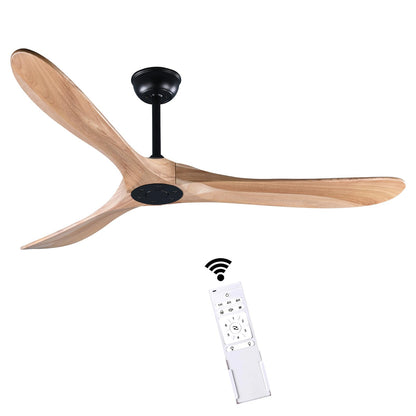 Fanawi 60" Wood Ceiling Fan with Remote Control, DC Motor Ceiling Fan without Lights for Indoor/Outdoor - Modern Design, Powerful Airflow, Silent Operation