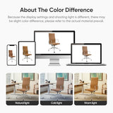 OTDMEL Ribbed Office Chair with Top Grain Leather - High Back Ergonomic Desk Chair with Aluminum Arm Rest and 5-Star Base, Swivel Chairs Light Brown OTDMEL