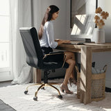 Flash Furniture Whitney Mid-Back Swivel LeatherSoft Desk Chair with Wheels, Padded Seat and Armrests, Adjustable Height Padded Office Chair, Black Flash Furniture