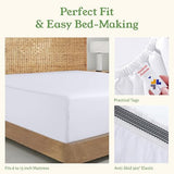 California Design Den 100% Organic Cotton Fitted Sheet Queen Size Only - Percale Queen Deep Pocket Fitted Sheet, Lightweight, Snug-Fit, Crisp, Durable - White California Design Den