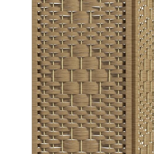 HOMCOM 3 Panel Room Divider, Folding Privacy Screen, 5.6' Room Separator, Wave Fiber Freestanding Partition Wall Divider, Natural - WoodArtSupply