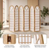 ALeesing Folding Room Divider Privacy Screen Freestanding 6-Panel Shoji Style Wooden Frame Decorative Partition Wall for Bedroom Office Apartment Natural ALeesing