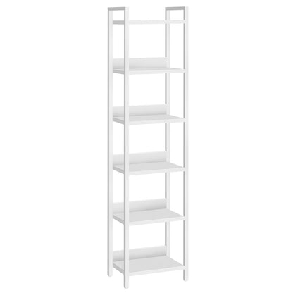 MAHANCRIS 6-Tier Bookshelf, Bookcase, Shelves Organizer for Small Spaces, Storage Shelf Organizer, for Living Room, Bedroom, Study, Balcony, White BKBW6601