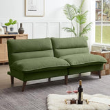 Portaforta 72" Convertible Futon Sofa Bed, Loveseat Sofa, Corduroy Folding Futon Set with Adjustable Backrest &Armrests, Recliner Lounge for Living Room, Apartment or Office, Solid Wood Frame, Green Portaforta