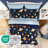 Queen Kids Comforter Set - 7 Pieces Queen Bedding Sets for Boys, Glow in The Dark Space Bed in A Bag with Sheets Kaleido Space