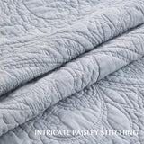 EVERGRACE 100% Cotton Paisley Quilt Set, King Size 3 Piece Set – Prewashed Lightweight Bedspread with 2 Shams, Soft & Breathable Matelasse Coverlet for All-Season Comfort, Pearl Blue EVERGRACEHOME
