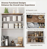 IDEALHOUSE Kitchen Pantry Cabinet with Microwave Stand, 71”Freestanding Tall Kitchen Cabinet with Doors and Shelves for Dining Room, White IDEALHOUSE