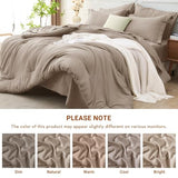 MUXHOMO 7 Pieces Queen Comforter Set, Soft Bed in a Bag Queen Size, All Season Bedding Set with Comforter, Flat Sheet, Fitted Sheet, Pillowcases & Shams, Linen MUXHOMO