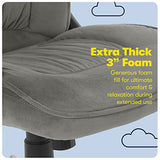 Serta Hannah Executive Home Office Desk Chair, Ergonomic Mid-Back with Lumbar Support, Firm Seat Cushion, Layered Body Pillows, Padded Armrests, Swivel Base, Easy Assembly, Microfiber, Black/Grey Serta