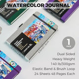 Funto Watercolor Journal, 8.5x5.5, 48 Pages, Cold-Pressed, Inner Paper Pocket and Elastic Band, Art Supplies for Mixed Media Funto