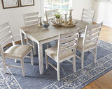 Signature Design by Ashley Skempton Cottage Dining Room Table Set with 6 Upholstered Chairs, Whitewash, 36"W x 60"D x 30"H Signature Design by Ashley
