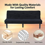 ODOLAR 66” Armless Corduroy Sofa Bed, 2-in-1 Convertible Sleeper Sofa with Tufted Back, Soft Skin-Friendly Fabric Small Futon for Apartments, Living Room, Bedroom (Black) ODOLAR