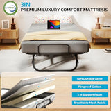 SADENICEL Folding Bed with Mattress for Adults, Portable Foldable Roll Away Bed on Wheels, Memory Foam Mattress and Metal Frame, Space Saving Fold Up for Easy Storage, 75" x 31" SADENICEL