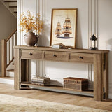 Tribesigns 70.9-Inch Long Console Table with 3 Drawers, Farmhouse Entryway Table with Storage, Rectangular Narrow Sofa Table Behind the Couch, Accent Table for Hallway, Living Room, Entrance, Brown Tribesigns