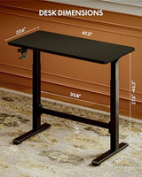 FLEXISPOT H7 Plus Gas Spring Adjustable Standing Desk, Mobile Rolling Sit-Stand Table with Wheels, Cordless Stand Up Desk for Small Spaces & Home Office, 48" One-Piece Desktop Black,Height 27.6"–45" FLEXISPOT