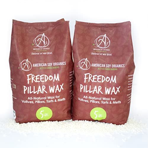 American Soy Organics- Freedom Soy Wax Beads for Pillar Candle Making – Microwavable Soy Wax Beads – Premium Soy Candle Making Supplies (10-Pound Box) American Soy Organics