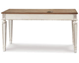 Signature Design by Ashley Realyn Farmhouse 60" Home Office Desk with USB Charging, Chipped White Signature Design by Ashley
