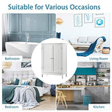 Tangkula Bathroom Floor Cabinet, Freestanding Storage Cabinet with Double Doors and Shelf, Modern Home Furniture, Wooden Home Organizer for Living Room, Bathroom Cabinet, White Tangkula