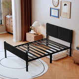 Henshwon Metal Bed Frame,14Inch Twin Size Bed Frame with Storage Space,Heavy Duty Sturdy Mattress Foundation,Easy Assembly,No Box Spring Needed,Black Twin Henshwon