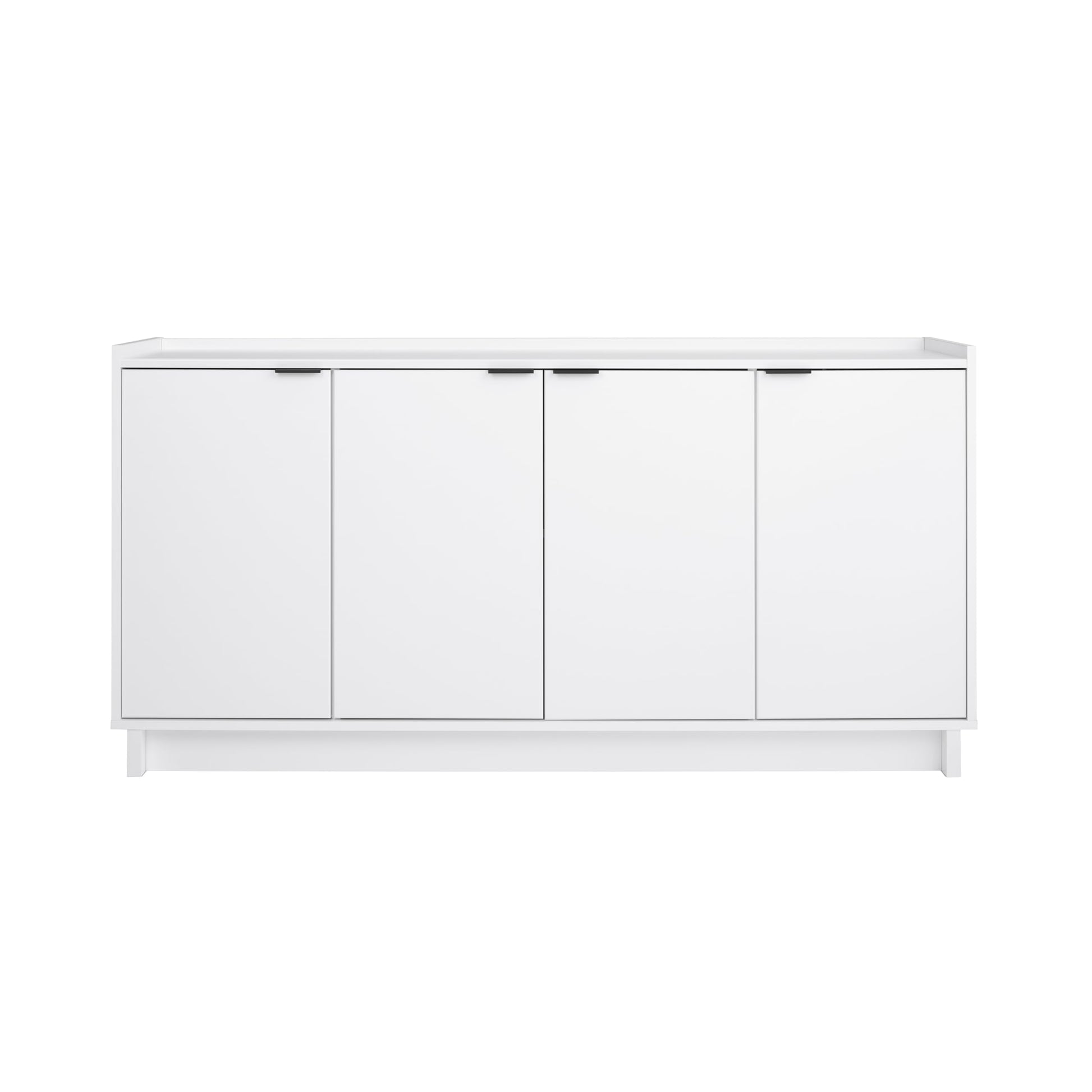 Prepac Simply Modern 4-Door Console Table with Versatile Storage in White - WoodArtSupply