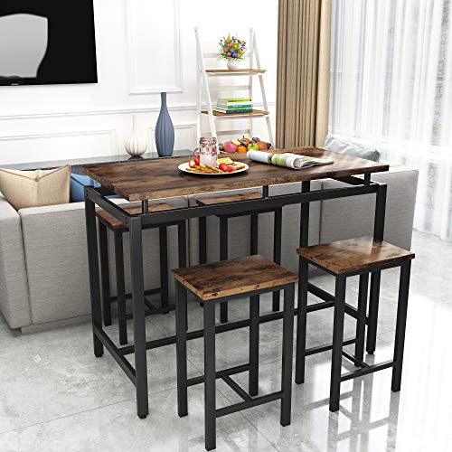 Recaceik 5-Piece Modern Wood Dining Table Set for Small Spaces - Perfect for Kitchen, Breakfast Nook, and Living Room Recaceik