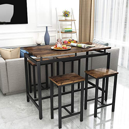 Recaceik 5-Piece Modern Wood Dining Table Set for Small Spaces - Perfect for Kitchen, Breakfast Nook, and Living Room - WoodArtSupply