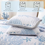 weigelia Coastal Quilts Bedding Set King Size - Blue Summer Nautical Bedding Quilt with Pillow Cases, Beach Reversible Quilt Set Bedspreads Coverlet Soft Lightweight Comforter weigelia