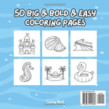 Summer Bold and Easy Coloring Book: Cute Designs of Ocean Animals, Food and Beach Fun for Adults and Kids (Bold & Easy Coloring Books) WoodArtSupply