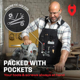 NoCry Heavy Duty Work Aprons For Men with Reinforced Pockets, Magnet Holders & Durable Stitching — Ideal Tool Apron or Woodworking Apron for Men with Padded Shoulder Pads & Quick-Release Buckles NoCry