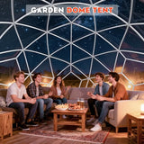 12FT Garden Dome Tent, Geodesic Dome Greenhouse with PVC Clear Cover, Waterproof Garden Bubble Dome Tent House with 2 x 10M Light Strings for Outdoor, Patio, Party (Green, 12.5FT/3.8M) MAPONEEN