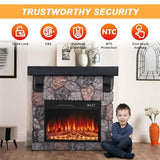 BOSSIN 36" Electric Fireplace with Mantel, 23 inch Electric Fireplace Insert, TV Stand Freestanding Heater with Remote Control Timer LED Flame for Living Room Bedroom,Faux Stone Gray BOSSIN