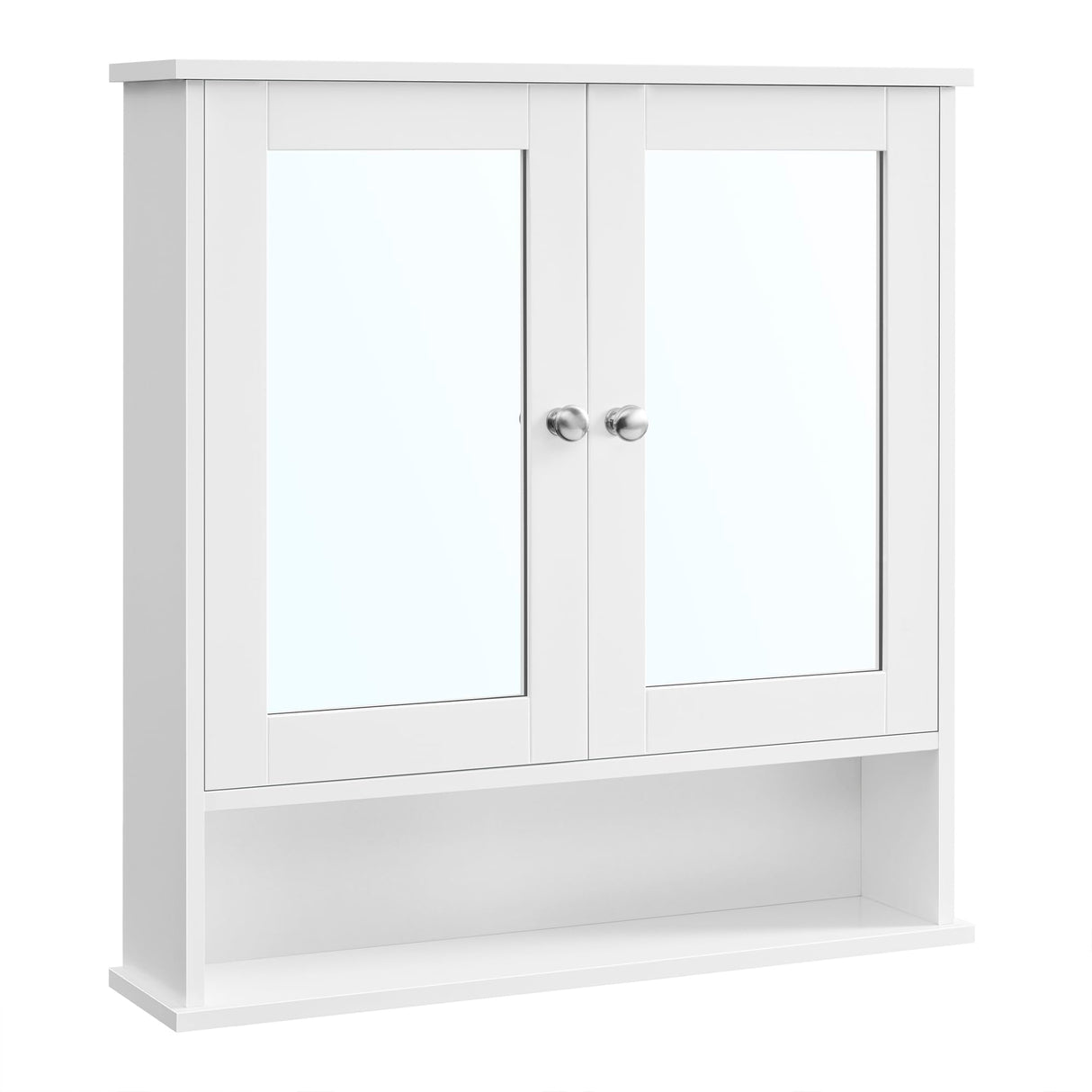 VASAGLE Bathroom Cabinet with Mirror, Wall Cabinet with 2 Mirrored Doors, Adjustable Shelf, Open Compartment, Wall-Mounted, 5.1 x 22.2 x 23 Inches, White ULHC002 VASAGLE