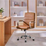Yaheetech Mid-Back Office Chair with Arms Swivel PU Leather Height Adjustable Office Executive Chair, Retro Brown Yaheetech