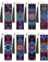 8PCS Mandala Diamond Art Bookmarks for Adults Acrylic Bookmark Kit with Tassel for Book Lovers Gift 5D Diamond Art Book Marks for DIY Making Beginners Arts Craft HAOAD