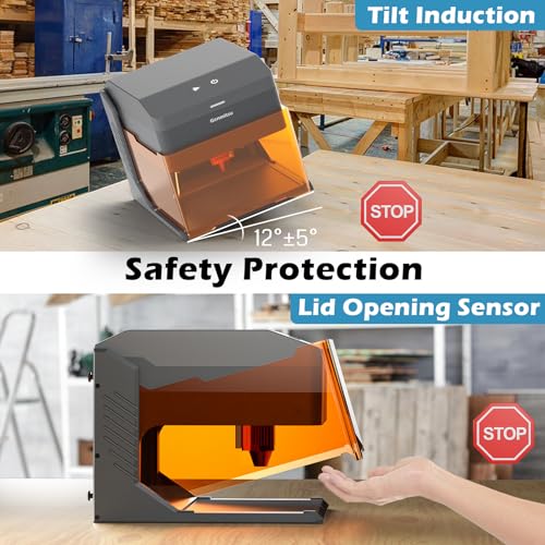 Genmitsu Kiosk 5W 5000mW Laser Engraver, Light Weight & Portable Laser Engraver Machine, Home Laser Cutter with Acrylic Enclosure for Wood/Leather/Metal, 3.9'' x 3.9'' Engraving Area, Safety Class 1 SainSmart