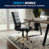 Flash Furniture Whitney Mid-Back Swivel LeatherSoft Desk Chair with Wheels, Padded Seat and Armrests, Adjustable Height Padded Office Chair, Black Flash Furniture