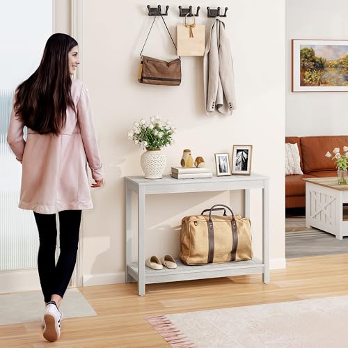YITAHOME 38.3" Patio Bar Table Entry Console Table, 2-Shelf HIPS Indoor Outdoor Height Table Multifunctional Buffet Storage Organizer with Adjustable Feet, Gray YITAHOME
