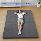MeMoreCool Folding Foam Futon Mattress Queen, Foldable Japanese Floor Mattress, Sleeping Mat Pad for Adults Guests Sleepovers, 3 in Thick Tatami Mat Portable Shikibuton, Dark Grey MeMoreCool