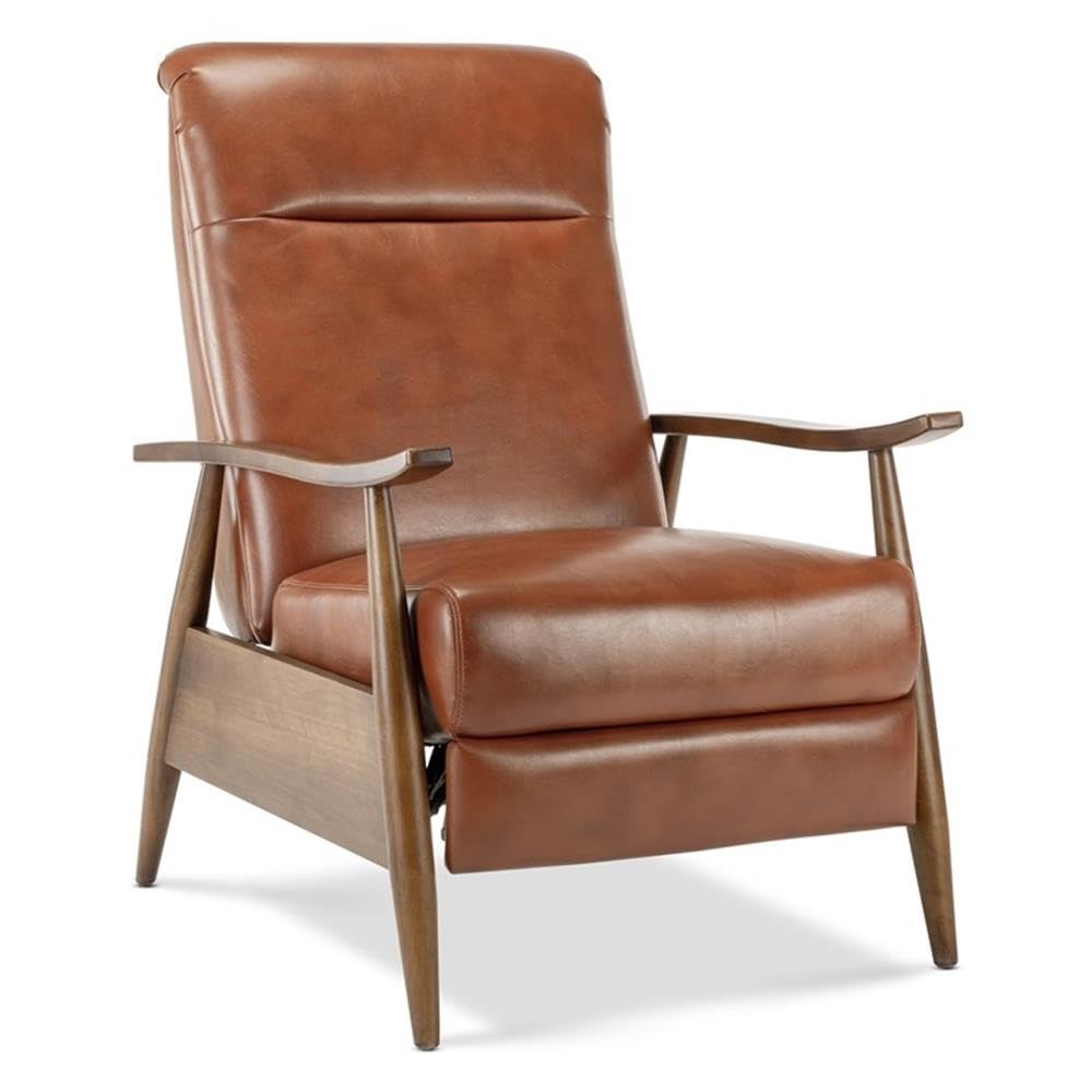 Comfort Pointe Solaris Caramel Faux Leather Wooden Arm Push Back Recliner Chair Comfort Pointe