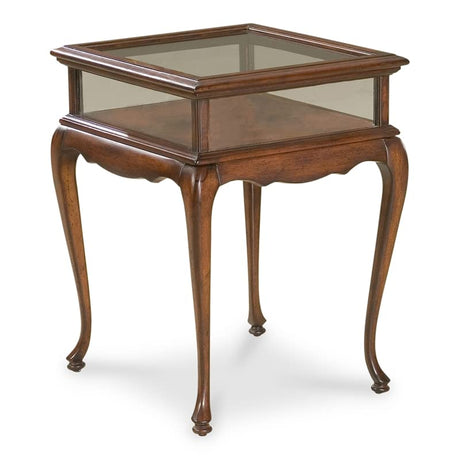 BOWERY HILL Solid Wood Traditional Curio Table in Cherry Finish BOWERY HILL