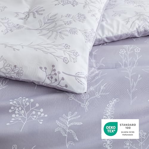 Bedsure Full Comforter Set - Lavender Bed Set, 3 Pieces Cute Floral Bedding, 1 Soft Reversible Botanical Flowers Comforter and 2 Pillow Shams Bedsure