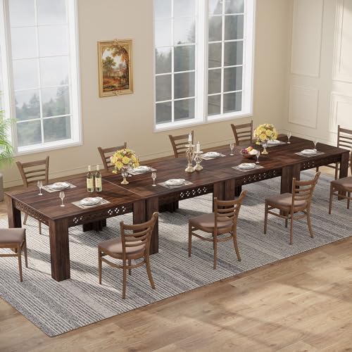 Tribesigns 43" Square Dining Table for 4, 2-4 Person Farmhouse Wood Dining Room Table (Rustic Brown, Heavy Duty Legs) - WoodArtSupply